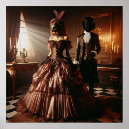 Steampunk Victoriaans Fantasie Kunst Maskerade  Poster