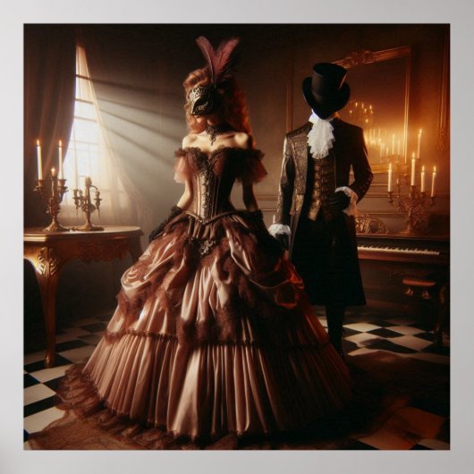 Steampunk Victoriaans Fantasie Kunst Maskerade  Poster (Voorkant)