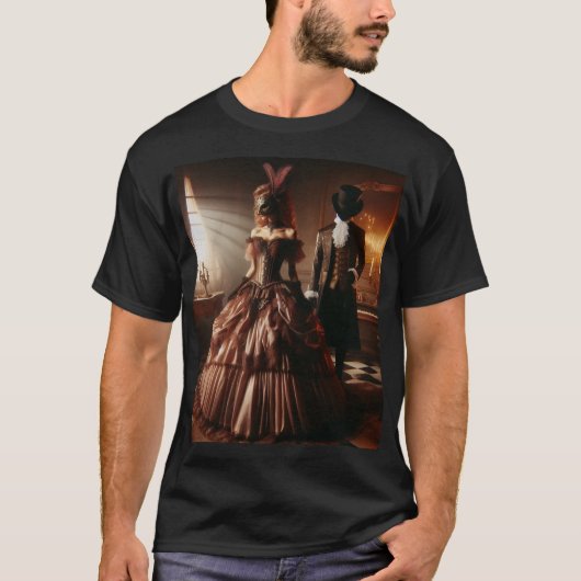 Steampunk Victoriaans Fantasie Kunst Maskerade T-shirt (Voorkant)