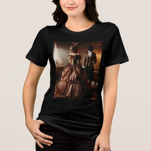 Steampunk Victoriaans Fantasie Kunst Maskerade Tri-Blend Shirt (Voorkant)
