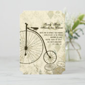 Steampunk Victoriaans fietsbruiloft Kaart (Staand voorkant)