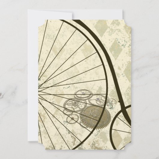 Steampunk Victoriaans fietsbruiloft Kaart (Achterkant)
