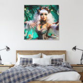 Steampunk Victoriaans futuristische groene danser Canvas Afdruk (Insitu (Slaapkamer))