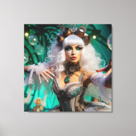 Steampunk Victoriaans futuristische groene danser Canvas Afdruk