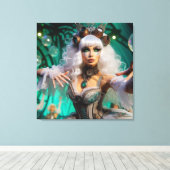 Steampunk Victoriaans futuristische groene danser Canvas Afdruk (Insitu (Houten vloer))