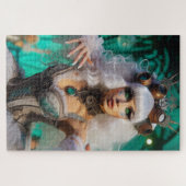Steampunk Victoriaans futuristische groene danser Legpuzzel (Horizontaal)