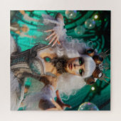 Steampunk Victoriaans futuristische groene danser Legpuzzel (Horizontaal)