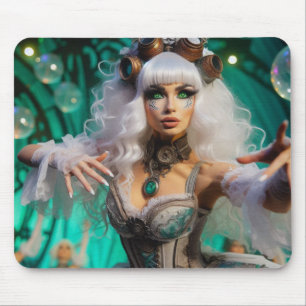 Steampunk Victoriaans futuristische groene danser Muismat