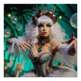 Steampunk Victoriaans futuristische groene danser Perfect Poster