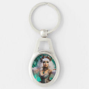 Steampunk Victoriaans futuristische groene danser Sleutelhanger