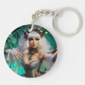 Steampunk Victoriaans futuristische groene danser Sleutelhanger (Achterkant)