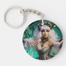 Steampunk Victoriaans futuristische groene danser Sleutelhanger