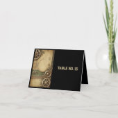 Steampunk Victoriaans Gearwork Trouwtafel Nummer Bedankkaart (Voorkant)