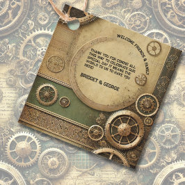 Steampunk Victoriaans Gearwork Wedding bedankt Bedankjes Labels