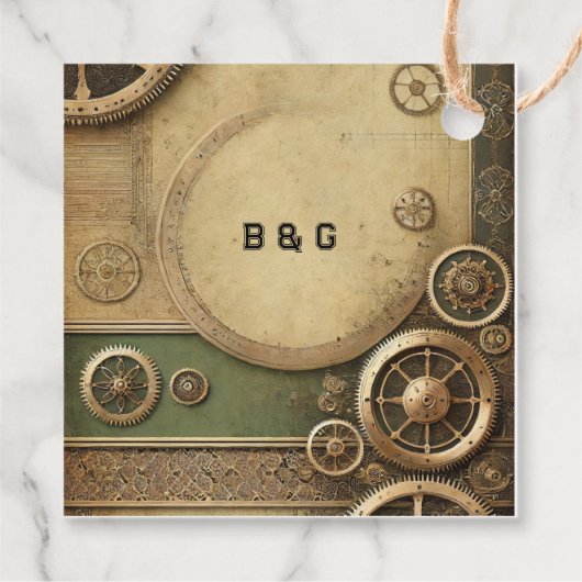 Steampunk Victoriaans Gearwork Wedding bedankt Bedankjes Labels (Achterkant)