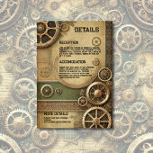 Steampunk Victoriaans Gearwork Wedding Informatiekaartje