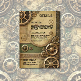 Steampunk Victoriaans Gearwork Wedding Informatiekaartje