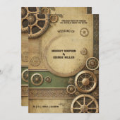Steampunk Victoriaans Gearwork Wedding Kaart (Voorkant / Achterkant)