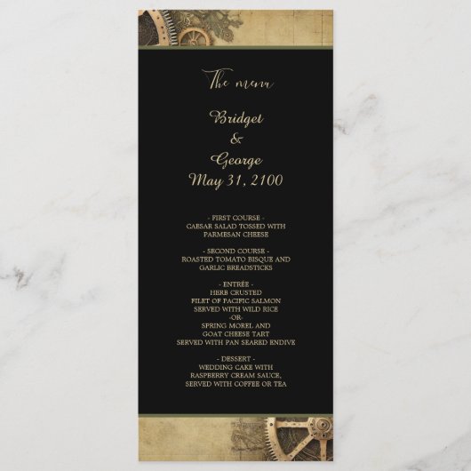 Steampunk Victoriaans Gearwork Wedding Programmakaart (Voorkant)