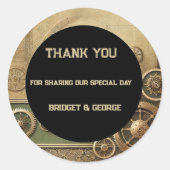 Steampunk Victoriaans Gearwork Wedding Ronde Sticker (Voorkant)