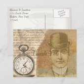 Steampunk  Victoriaans Gentleman Dank u Briefkaart (Voorkant / Achterkant)