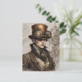 Steampunk Victoriaans Gentleman Kunstwerk Briefkaart (Staand voorkant)
