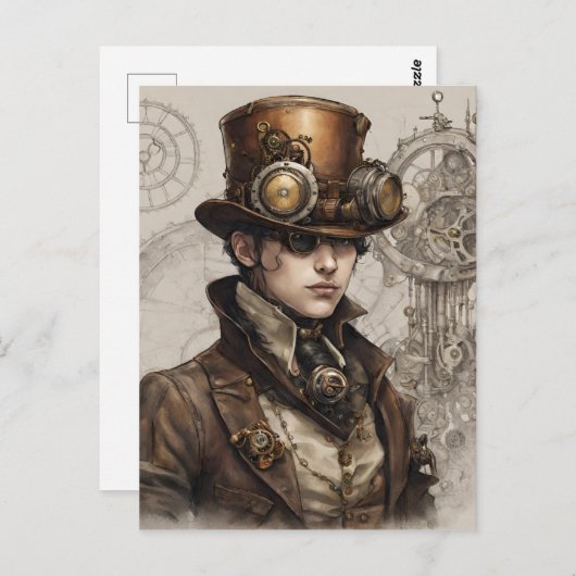 Steampunk Victoriaans Gentleman Kunstwerk Briefkaart (Voorkant / Achterkant)