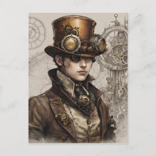 Steampunk Victoriaans Gentleman Kunstwerk Briefkaart