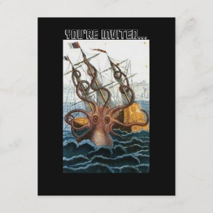 Steampunk  Victoriaans Giant Kraken Octopus Kaart