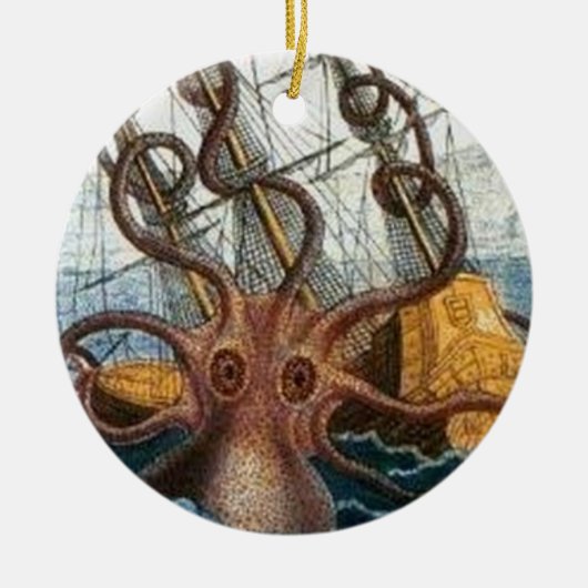 Steampunk Victoriaans Giant Kraken Octopus Keramisch Ornament (Voorkant)