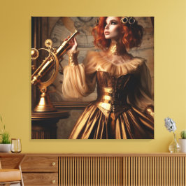 Steampunk Victoriaans Gold Astronomer Canvas Afdruk