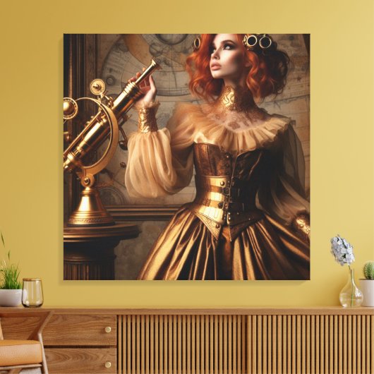 Steampunk Victoriaans Gold Astronomer Canvas Afdruk (Insitu (Woonkamer))