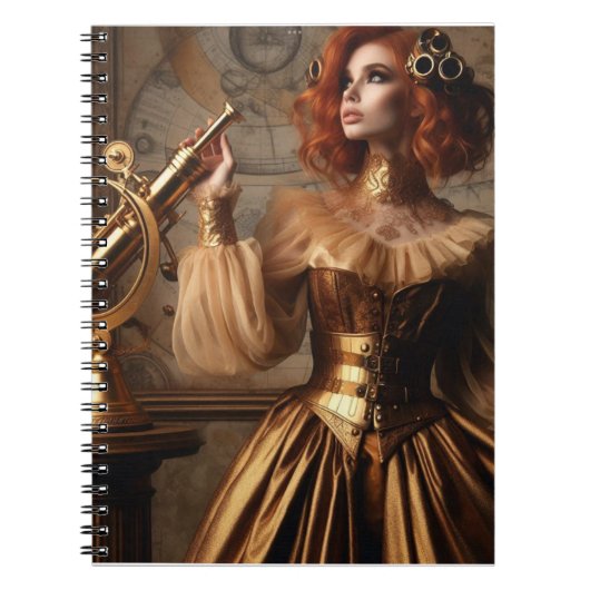 Steampunk Victoriaans Gold Astronomer Notitieboek (Voorkant)
