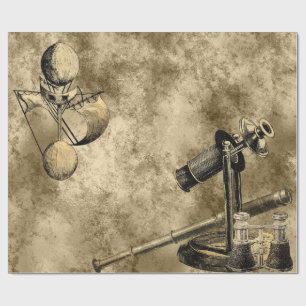 Steampunk Victoriaans Gold  Nautical Cadeaupapier