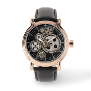 Steampunk Victoriaans Gothic metallic look zwart Horloge