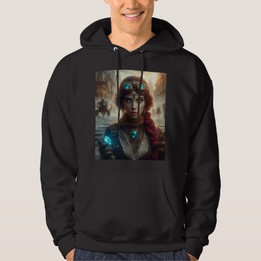 Steampunk Victoriaans Industrial Lady Adventuress Hoodie (Voorkant)