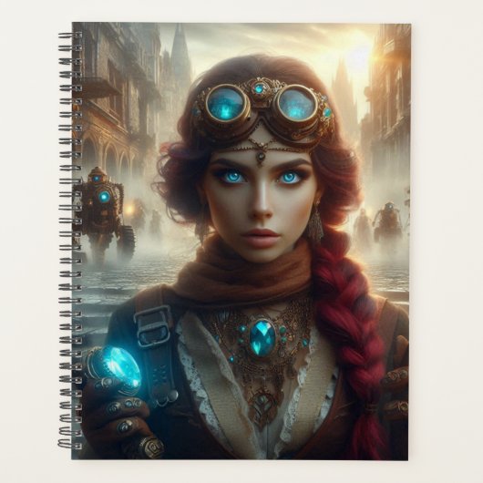 Steampunk Victoriaans Industrial Lady Adventuress Planner (Voorkant)