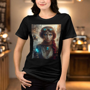 Steampunk Victoriaans Industrial Lady Adventuress Tri-Blend Shirt
