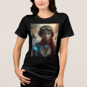 Steampunk Victoriaans Industrial Lady Adventuress Tri-Blend Shirt (Voorkant)