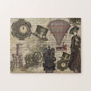 Steampunk Victoriaans industrieel vistuig Legpuzzel