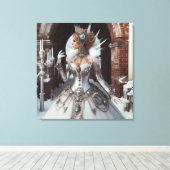 Steampunk Victoriaans Industriële Winter Ice Queen Canvas Afdruk (Insitu (Houten vloer))