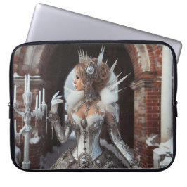 Steampunk Victoriaans Industriële Winter Ice Queen Laptop Sleeve