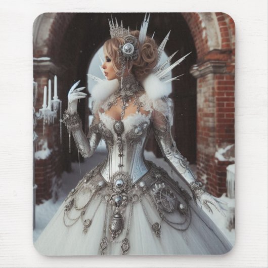Steampunk Victoriaans Industriële Winter Ice Queen Muismat (Voorkant)