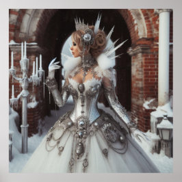 Steampunk Victoriaans Industriële Winter Ice Queen Poster