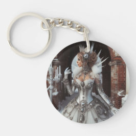 Steampunk Victoriaans Industriële Winter Ice Queen Sleutelhanger