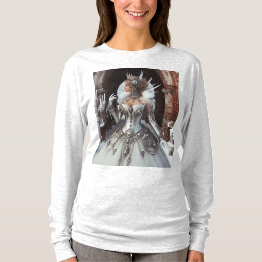 Steampunk Victoriaans Industriële Winter Ice Queen T-shirt (Voorkant)