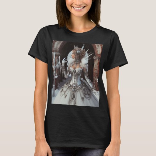 Steampunk Victoriaans Industriële Winter Ice Queen T-shirt (Voorkant)
