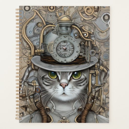 Steampunk Victoriaans kat Planner (Voorkant)