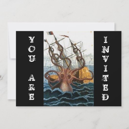 Steampunk  Victoriaans | Kraken Octopus Kaart (Voorkant)