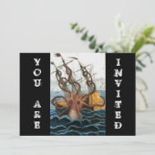 Steampunk  Victoriaans | Kraken Octopus Kaart (Staand voorkant)